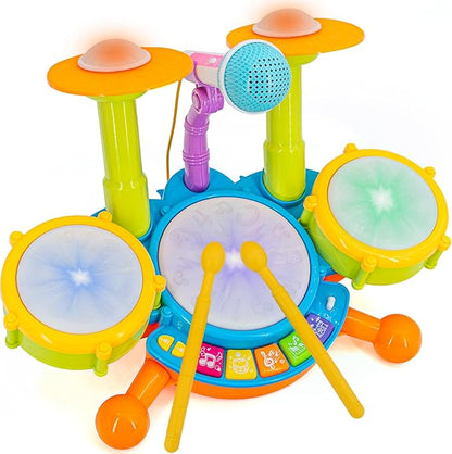 Drum Set for Toddlers, Kids Musical Instruments, Toys for Boy Birthday Gifts, Electric Drum Kit for Babies Boy Girl