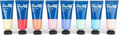 Sculpd Acrylic Paint Set, 8 x 22ml Tubes of Premium Coloured Acrylic, Heavy Body & Vibrant Colors, Paint on Air Dry Clay, Canvas, Ceramic, Fabric, Wood & More, Pastel Tones