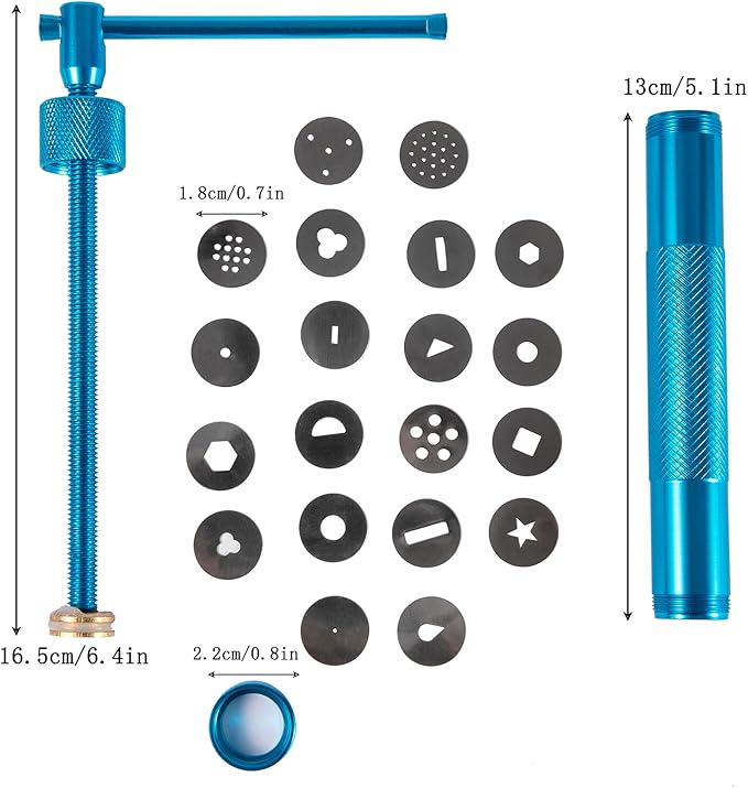 Stainless Steel Clay Extruder Sugar Paste Extruder Cake Fondant Decorating Tool Set Ceramics & Pottery Clay Extruders Mixers & Presses (Blue)