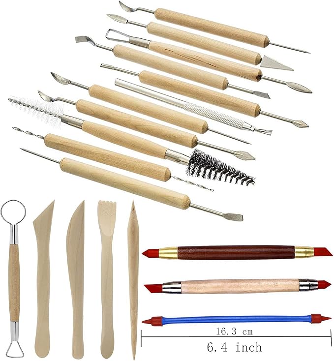Pottery Sculpting Tools 32PCS Ceramic Clay Carving Tools Set for Beginners Expert Art Crafts Kid's After School Pottery Classes Club Children Students