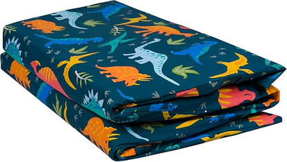 Wildkin Kids Nap Mat Cover for Boys & Girls, Sewn-in Flap Design Rest Mat Cover, Perfect for Preschool & Daycare, Fits our Vinyl Nap Mat up to 1.5 Inches Including Basic Sleep Mat (Jurassic Dinosaurs)