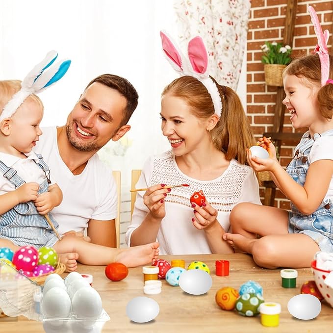 6pcs Wooden Fake Eggs, White Wooden Easter Eggs, DIY Kitchen Pretend Play Food Set,Children Kitchen Play Toys,Fake Chicken Eggs for Home Farm Decor