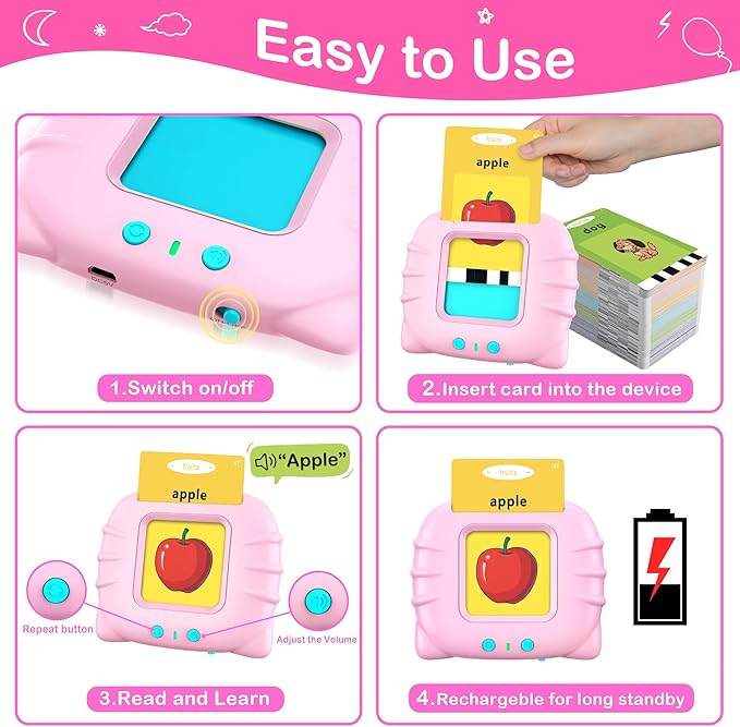 Toddler Toys Age 2-6, Girls Birthday Gift,Learning Toys for Toddlers, 224 Sight Words Educational Toys, Montessori Toys for 2 Year Old, Talking Flash Cards,Sensory Toys, Speech Therapy, Toys for Girls