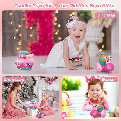 Toddler Toys for 1 Year Old Girl,Press to Go Car Baby Toys 6-12-18 Months,1 Year Old Girl Gifts Push Toy Cars for Toddlers 1-3,1 2 3 4 Year Old Boy Girls Toys First Birthday Gifts Christmas Boat