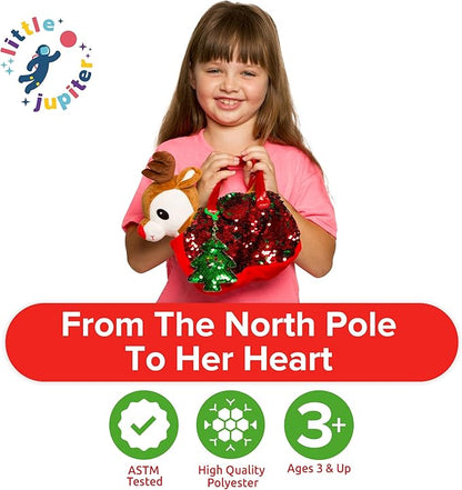 Little Jupiter Plush Pet Set - Includes Reindeer Stuffed Toy with Purse for Age 4-5 - 6-7 yrs - Christmas Stuffed Animal for Girls - Stuffed Animals - Toy Reindeer (Reindeer)