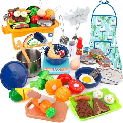 Pretend Play Kitchen Accessories Toys for Kids, Stainless Steel Play Pots and Pans Sets for Kids, Kids Kitchen Playset Accessories, Birthday Gift Toys for Girls Boys Ages 4 5 6 7 8