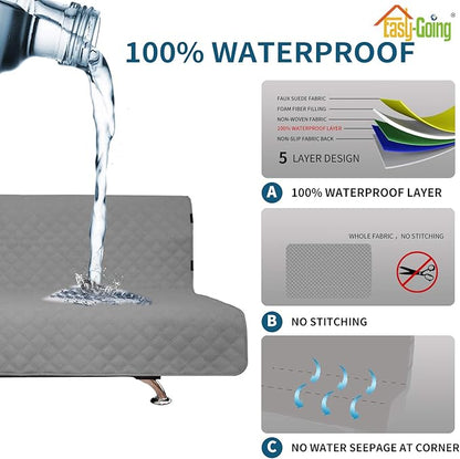 Easy-Going Sofa Slipcover Futon Cover Waterproof Couch Cover Furniture Protector Cover Pets Covers Whole Fabric No Stitching Non-Slip Fabric Pets Kids Children Dog Cat (Futon, Grey)