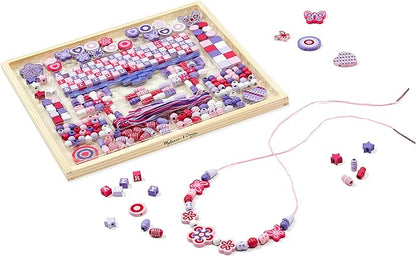 Melissa & Doug Created by Me! Sparkle & Shimmer Beads Wooden Bead Kit, 340+ Beads for Jewelry-Making