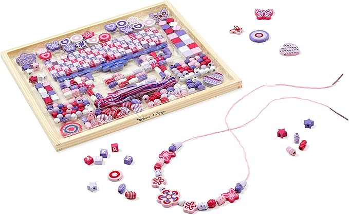 Melissa & Doug Created by Me! Sparkle & Shimmer Beads Wooden Bead Kit, 340+ Beads for Jewelry-Making