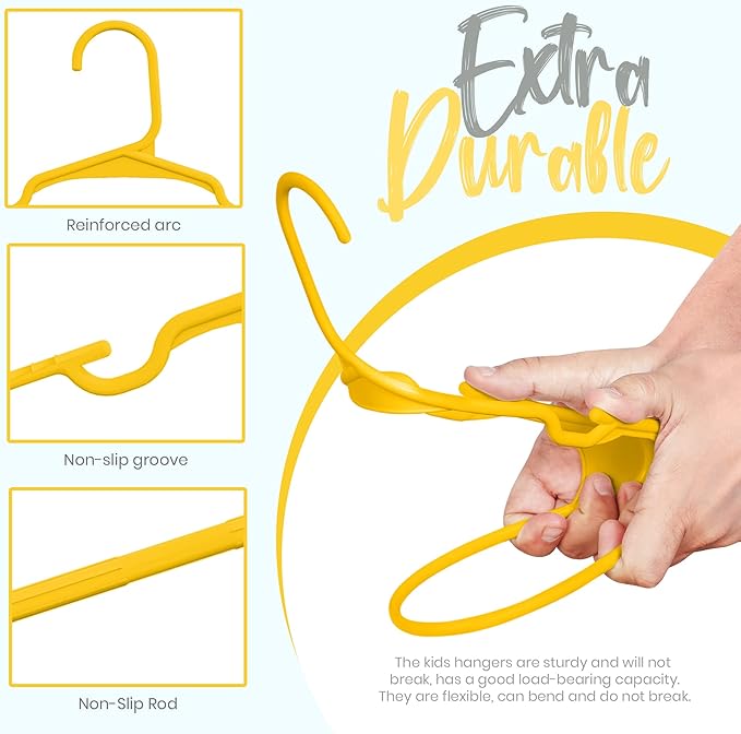 Utopia Home 20 Pack Kids Hangers - 11.5 Inch Plastic Baby Hangers for Closet - Childrens Hanger for Clothes & Infant Hanger for Closet - Ideal for Everyday Standard Use (Yellow)