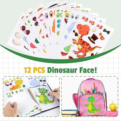 LiYiQ 84 Pcs Dinosaur Party Favors included Mini Hatching Dinosaur Eggs Mini Dinosaur Pull Back Cars Slap Bracelets Make Your Own Dinosaur Stickers and Gifts Bags for Dinosaur Birthday Party Supplies