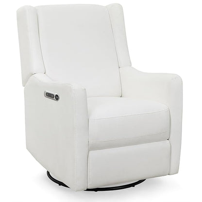 Delta Children Mercer Electronic Power Recliner and Swivel Glider with USB and Type-C Ports in LiveSmart Performance Fabric - Water Repellent & Stain Resistant, Pearl