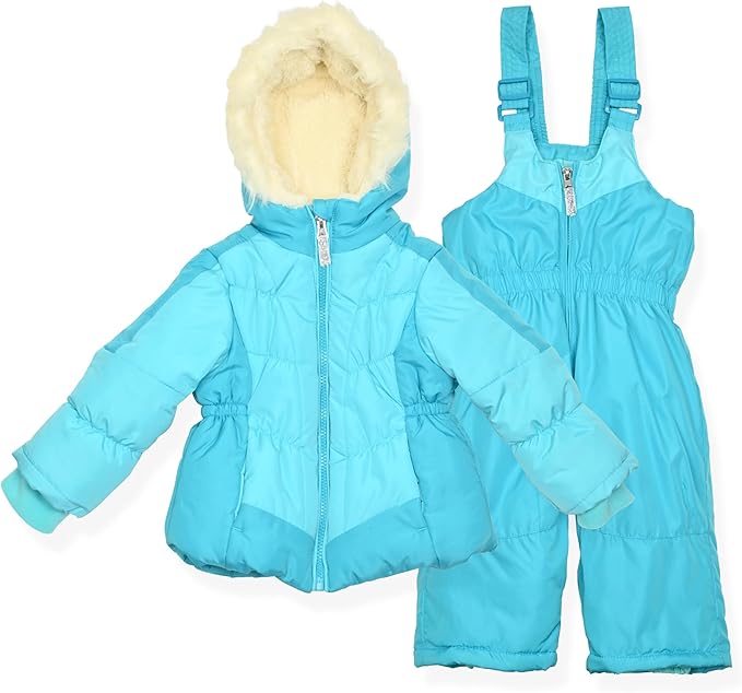Arctic Quest Little Girls Bib Snow Pants and Ski Jacket Water-Resistant Snowsuit For Kids Winter Jacket For Girls