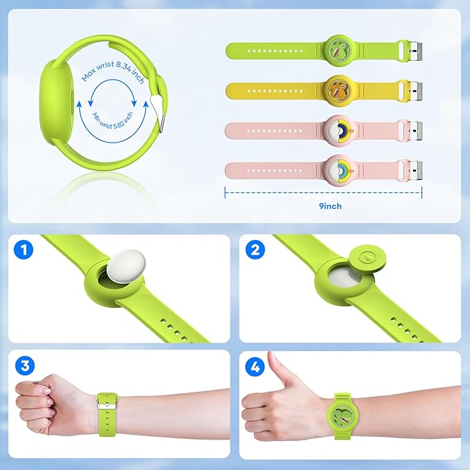 Waterproof Airtag Bracelets for Kids，Apple Air tag Holder for Kids-Soft Silicone Hidden Air tag Wristband - Lightweight AirTag Watch Band for Child