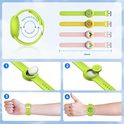 Waterproof Airtag Bracelets for Kids，Apple Air tag Holder for Kids-Soft Silicone Hidden Air tag Wristband - Lightweight AirTag Watch Band for Child