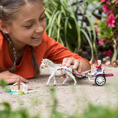 Schleich Horse Club — 32-Piece Carriage Ride with Picnic Playset, Horse and Carriage Toy Set with Doll, Stocked Picnic Basket and Accessories, Horse Toys for Girls & Boys Ages 5+