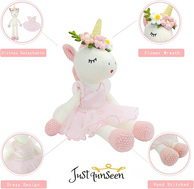 Unicorn Stuffed Animals Plush Ballerina Baby Doll, Unicorn Toys for Girls Age 4-6, Stuffed Animals for Girls 4 Year Old Girl Birthday Gifts Unicorn Decorations for Girls Toys 4-5(Pink)