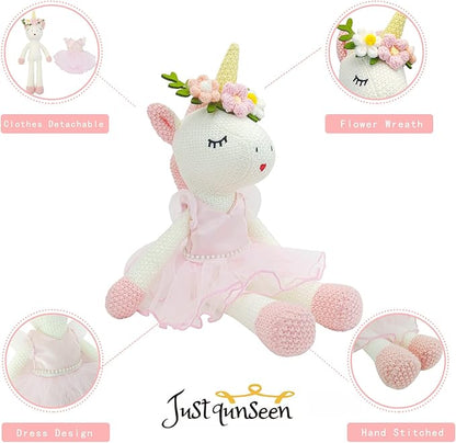 Unicorn Stuffed Animals Plush Ballerina Baby Doll, Unicorn Toys for Girls Age 4-6, Stuffed Animals for Girls 4 Year Old Girl Birthday Gifts Unicorn Decorations for Girls Toys 4-5(Pink)