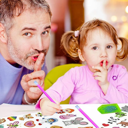 sinceroduct 80pcs Diamond Stickers for Kids - 5D DIY Gem Art Kits, Safe and Colorful Crafts for Girls, Boys, and Beginners