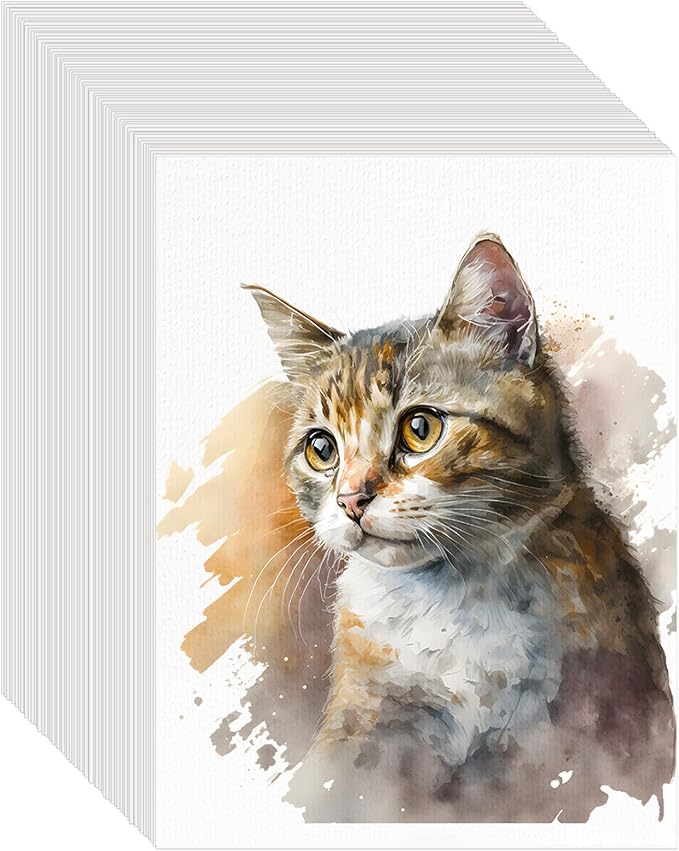 50PCS 8.5x11 Watercolor Paper Bulk, 140lb/300g Cold Press Thick Water Color Paper Pad for Kids Child Adults, White Art Paper for Drawing, Painting, Markers, Gouache, Textured Cotton Paper Sheets