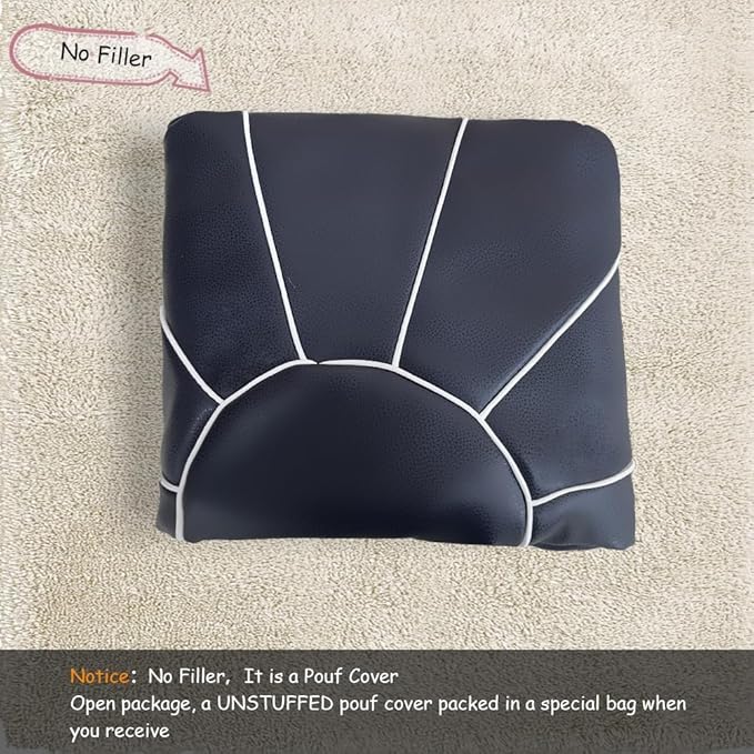 Louis Donné 21 Inch Unstuffed Moroccan Pouf Ottoman Cover, Handmade Faux Leather Foot Stool, Round Storage Poof Cover, Exotic Décor for Living Room Bedroom or Wedding Gifts (Light Gray)