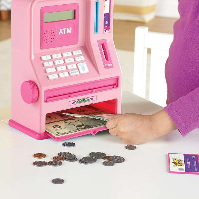 Learning Resources Teaching ATM Bank, Pink, 32 Pieces