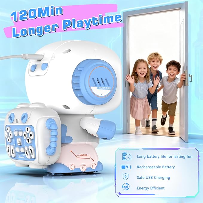 Robot Toy for Kids,Remote Control Robots with Smart Interactive Dancing, Programmable Toy, Rechargeable Robots Toys for Age 3-8 Year Old Boys and Girls Christmas Birthday Gift Present Blue