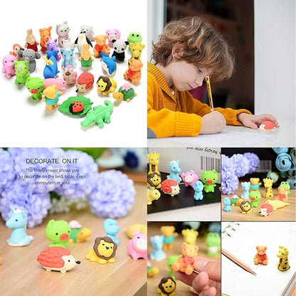 URSKYTOUS 46Pcs Animal Erasers Desk Pets for Kids Animal Pencil Erasers Bulk Puzzle Eraser Toys Gifts for Classroom Prizes,Game Reward,Treasure Box,Easter Egg Fillers,Goodie Bag Stuffers,Party Favors
