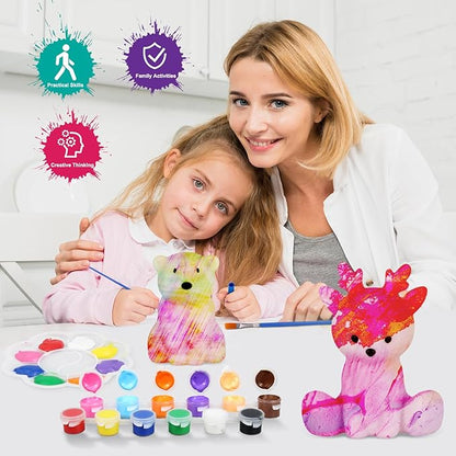 HOUDI Kids Stocking Stuffers for Girls, Bear Deer Kids Painting Set Night Light, Christmas Arts and Crafts for Kids Ages 8-12, Painting Kit for Kids 6-12, Gifts for Boys, 3 4 5 6 7 Year Old Girl Gifts