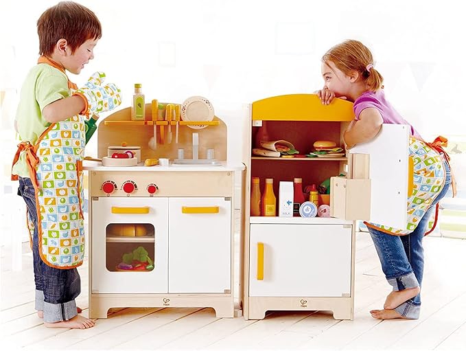 Hape Gourmet Kitchen Kid's Wooden Pretend Play Kitchen Set |Sink, Stove, Baking Oven, Cabinet, Turnable Knobs & Spice Shelf