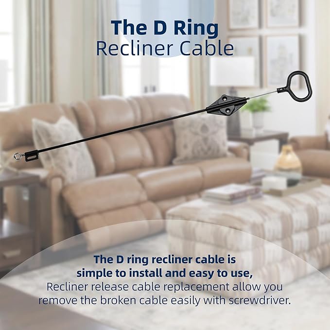 Ximoon Recliner Cables Pull Handle Compatible with Laz boy Sectional Sofa, 22 inch Recliner Cable D Ring Counch Release Cables for Lazyboy Recliner Replacement Parts