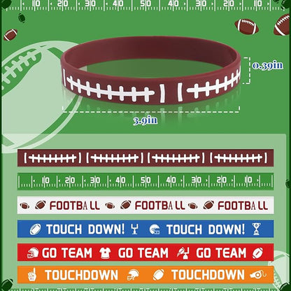 36 Pcs Football Silicone Bracelets Sport Theme Football Party Favors Accessories Gift for Football Birthday Party Decorations Football Theme Birthday Party Supplies Gifts, 6 Designs