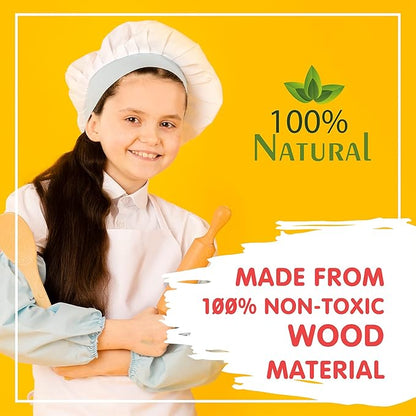 Leo & Friends 2-in-1 Mini Kitchen Wooden Play Set with 15-Pieces - Play-Pretend Toddler Toy for Girls and Boys Aged 24-Months and Older - Educational Kids Toy