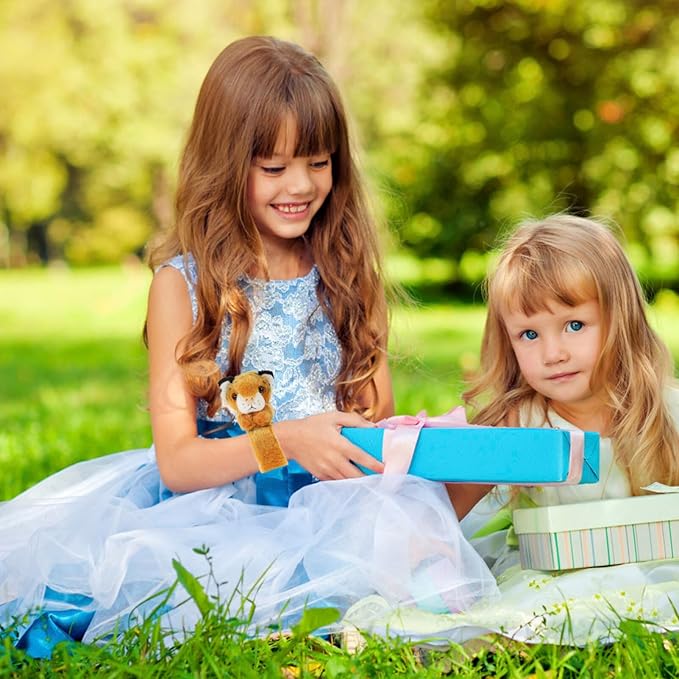 Abaodam Animal Slap Bracelet Tiger Slap Bracelet Plush Stuffed Animal Hugger Snap Wrist Band for Kids Birthday Party Gifts