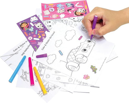 Gabby's Dollhouse Stow & Go Activity Kit, 17-Piece Travel Art Set, Preschool, Kids Toys for Ages 3 Up