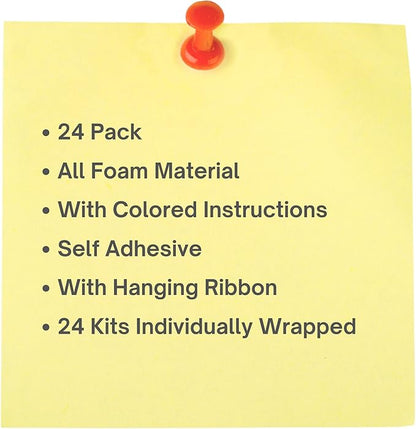 4E's Novelty 24 Pack Christmas Tree Ornament Craft for Kids, 516Pcs Bulk Foam Self Adhesive Individually Wrapped, Christmas Crafts for Kids Ages 4-8, 3-12, Toddler Holiday DIY Classroom Activities