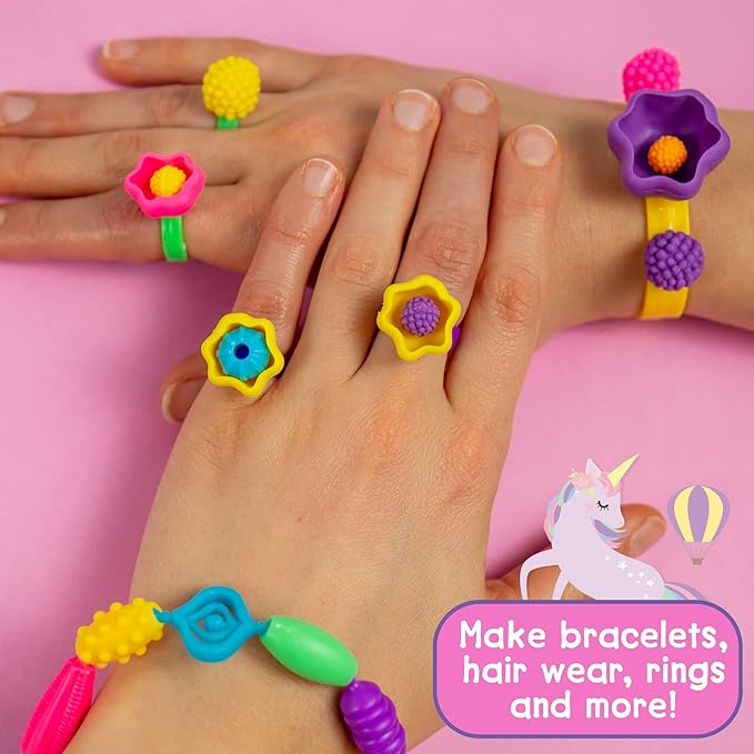 Just My Style Make & Believe Unicorn Pop Beads, 500+ Snap-Together, DIY, Bead Kit for Girls, Jewelry Set, Great Travel & On The Go Activity for Kids Ages 4, 5, 6, 7, 8