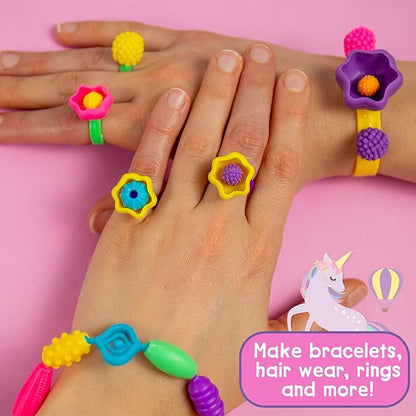 Just My Style Make & Believe Unicorn Pop Beads, 500+ Snap-Together, DIY, Bead Kit for Girls, Jewelry Set, Great Travel & On The Go Activity for Kids Ages 4, 5, 6, 7, 8
