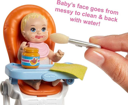 Barbie Skipper Babysitters Inc Dolls & Accessories, Set with Skipper Doll, Color-Change Baby Doll, High Chair & Crib Furniture