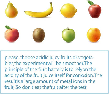 Sntieecr Fruit Battery Science Experiment Kit with Instruction, Potato Science Educational Kit for School Science Project, Kids DIY STEM Lab Experiments