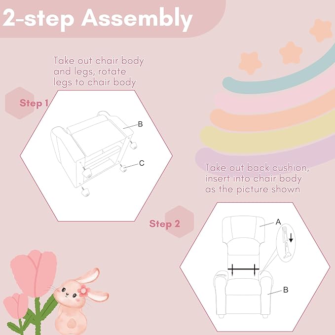 Candy Kids Reclining Chair Leather Recliner Sofa Toddler Youth Children Child Ages 1-6