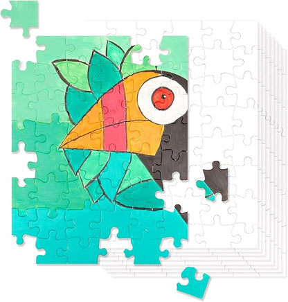Juvale 36 Pack Blank Puzzles to Draw On, 8.5x11 Make Your Own Jigsaw Puzzle for Kids DIY, Arts and Crafts Projects (48 Pieces Each)