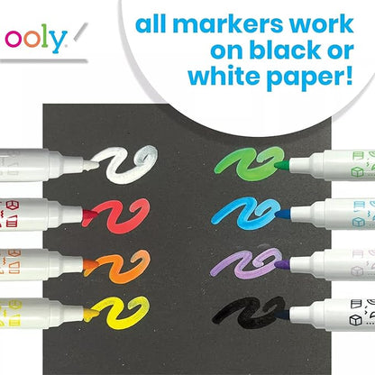 Ooly Shrink-Its DIY Shrinking Art BFF Bracelets & Vivid Pop Marker Kit, 20 Pre Cut Shrinking Charms & 4 Cords, 8 Water Based Paint Markers for Kids in Classic Colors