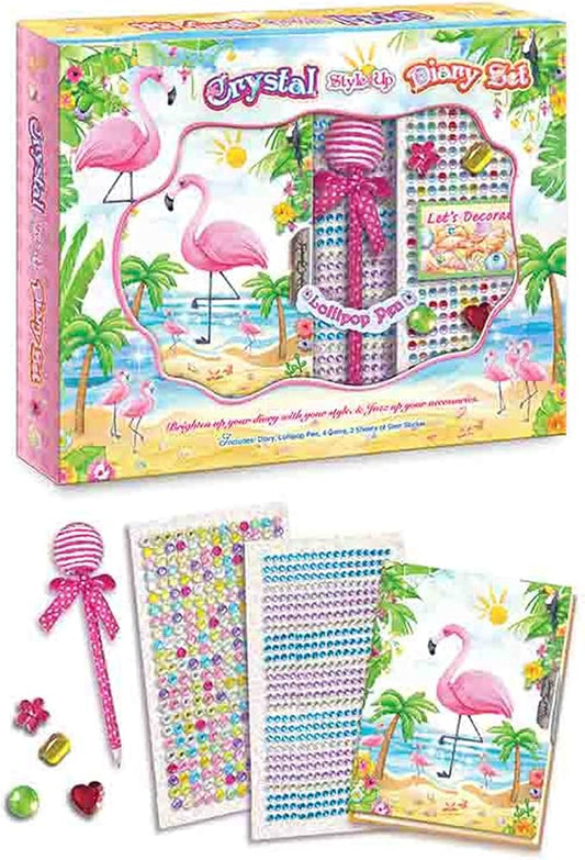 Flamingo Diary with Lock Kids Journal Stationary Set for Little Girl School Tween Learning Writing Drawing Age 5 6 7 8 Years Gift with Notebook DIY Scrapbooking Kits