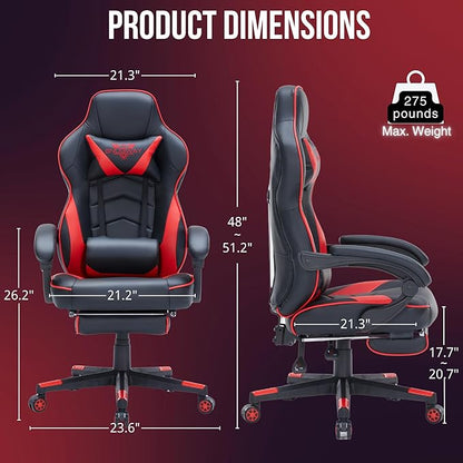 Gaming Chair High Back Ergonomic Racing Computer Desk with Comfortable Lumbar Support and Headrest Girl Gamer Height Adjustable