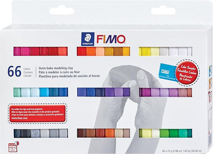 STAEDTLER FIMO Soft Polymer Clay - Oven Bake Clay for Jewelry, Sculpting, Crafting, 66 Pieces, Assorted Colors, 8023 C66-1