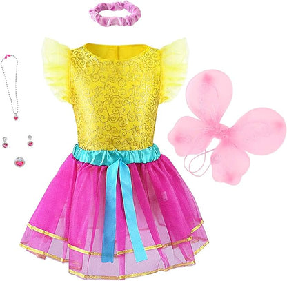 Jeowoqao Girls Dress up Trunk Princess Set, 24Pcs Pretend Play Costume Set, Fairytale, Supergirl, Princess, Rainbow Girls Costume for Toddler/Little Girls Ages 3 4 5 6 Years