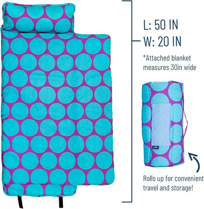 Wildkin Original Nap Mat with Reusable Pillow for Boys & Girls, Perfect for Elementary Daycare Sleepovers, Features Hook & Loop Fastener, Cotton Blend Materials Nap Mat for Kids