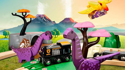 BRIO World – 36094 Dinosaur Adventure Set | Deluxe Toy Train Set for Kids Aged 3 Years Up | Includes Playful Dinosaurs & Scenic Pieces | Compatible with BRIO Train Sets