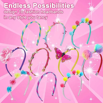 JOFONY Headband Making Kit for Girls,Make Your Own Fashion Headbands Girls Hair Accessories Arts and Crafts for Kids Ages 3-12 Birthday Presents DIY Toys (10 pcs)